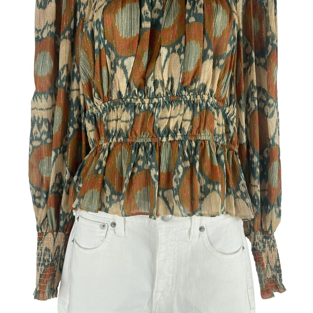 Ulla Johnson Orange And Blue Patterned Blouse - image 8